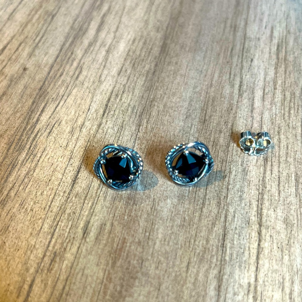 David Yurman black onyx rope stud earrings